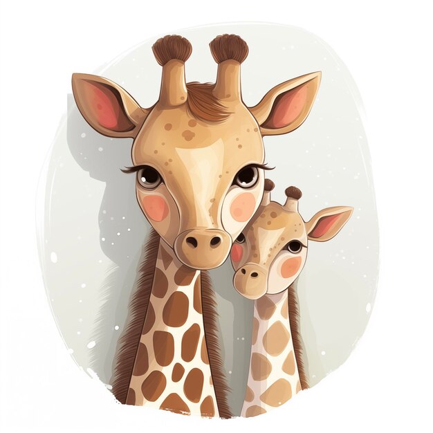 Mother giraffe with her baby