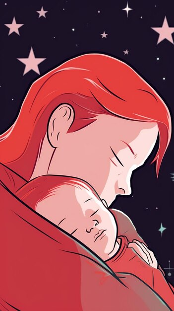 A mother and her baby are holding a star