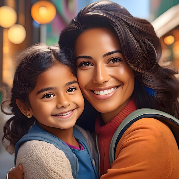 a mother and her child are hugging and smiling for a picture