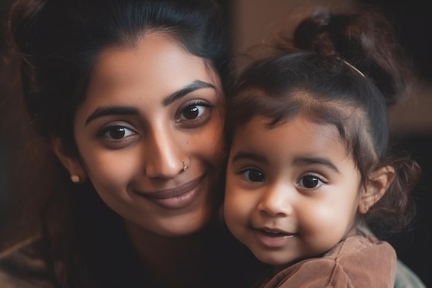 A mother and her daughter are hugging.