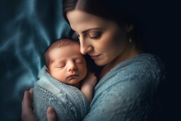 A mother and her newborn baby are photographed by photographer