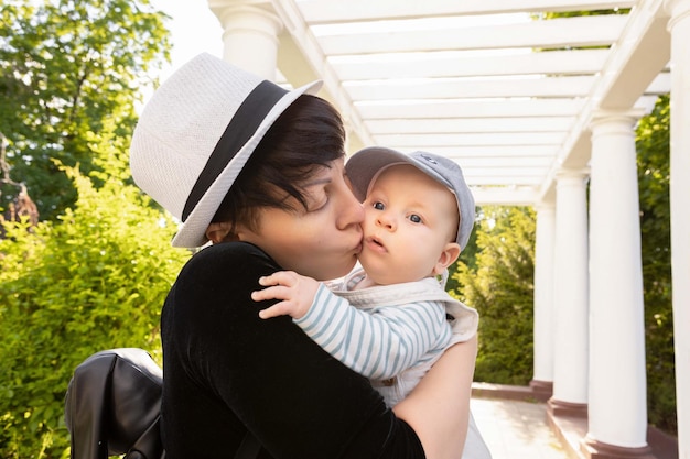 mother holding a little boy