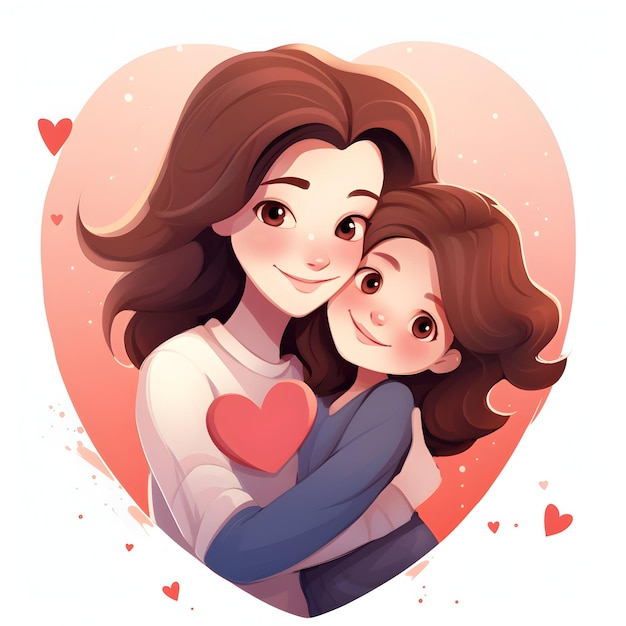 母が娘を抱きしめている 国立抱きしめる日のイラスト