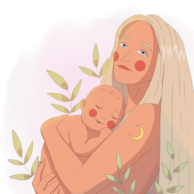 Mother hugs and hugs a small child