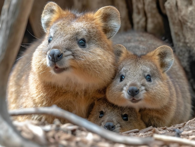 Foto una mamma canguro e il suo bambino sono in uno zoo.