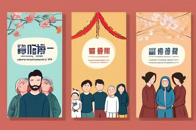 Photo mother language day vertical poster flat cartoon hand drawn templates background illustration