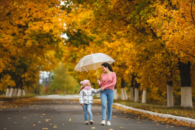 mother and little daughter having fun together in nature