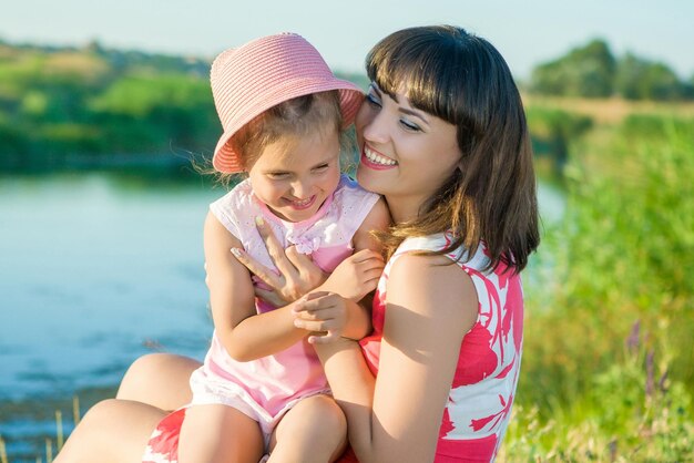 Mother and little daughter