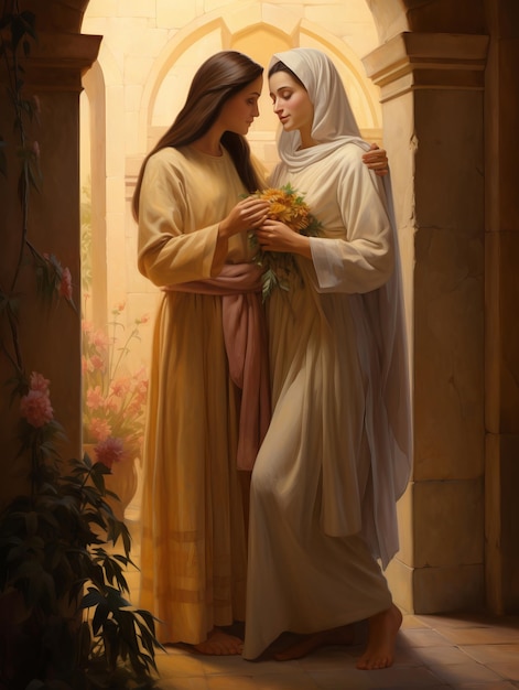 Mother Mary and Cousin Elizabeth Sacred Encounter