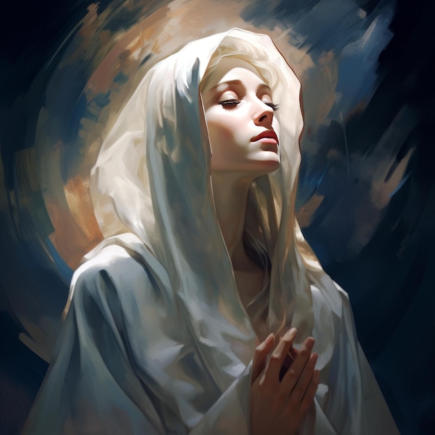 Photo mother mary a digital painting of mother of christ