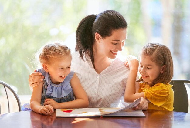 Mother reading a book