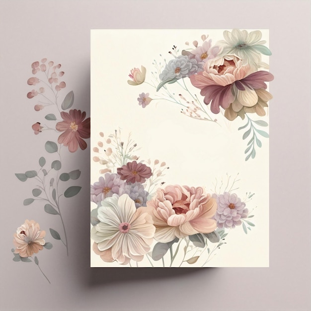 Mother's Day card heart Card with flowers Floral