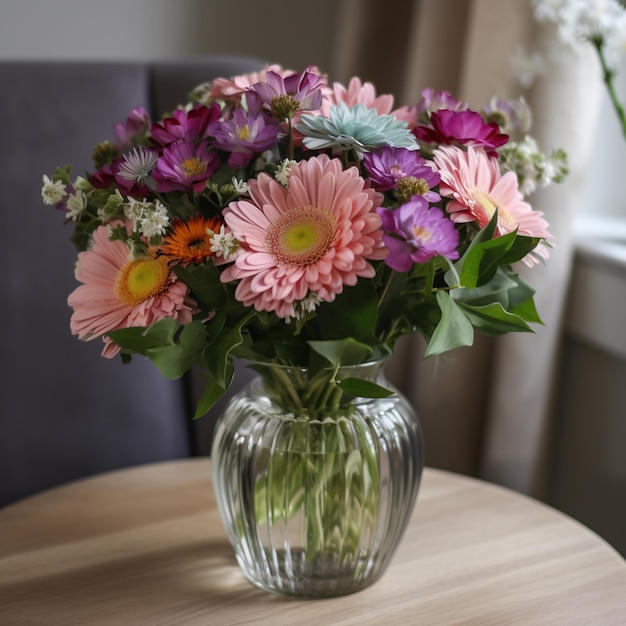 ガラスの花瓶に母の日の花