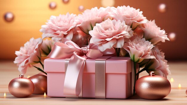 Mother's day holiday greeting gift on pink