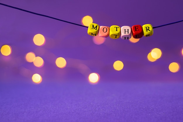 Mother's day inscriptie uit houten kubussen