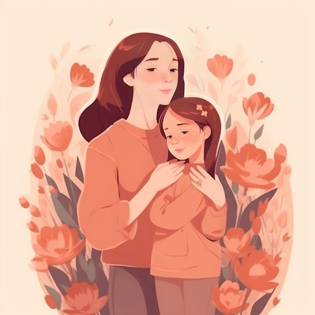 Mother's day simple flat illustration