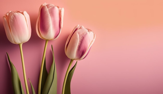 Festa della mamma il tulipano fiorisce lo sfondo con lo spazio della copia per il testo generativo ai