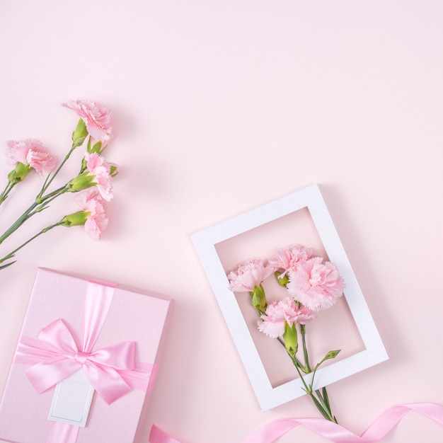 Mother's Day, Valentine's Day background design concept with pink carnation flower