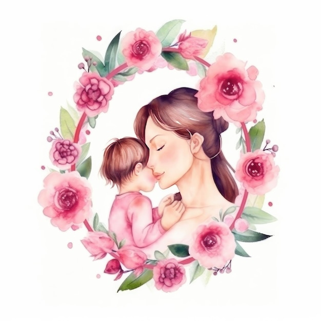 Mother's Day watercolor background Illustration AI GenerativexA