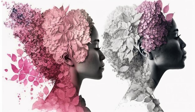 Mother's day with botanical flowers Generative ai