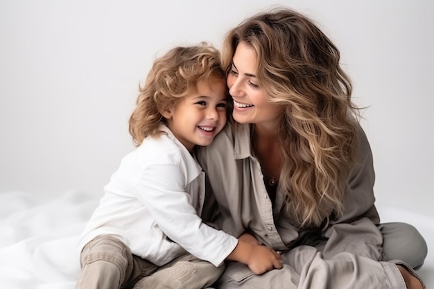 A mother showing love and joy to her kids