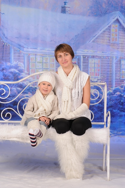 Mother and son celebrating christmas together