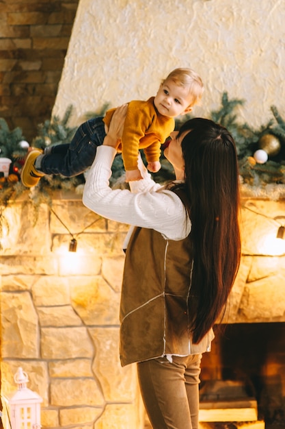 mother and son christmas