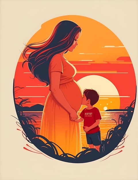 Foto l'illustrazione della madre e del figlio