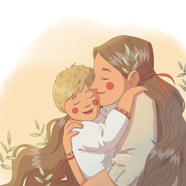 mother tenderly hugging her little child