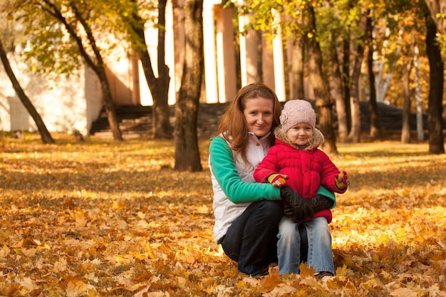 Mother with daughter outdoors