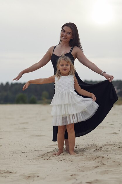 Mother with daughter walk