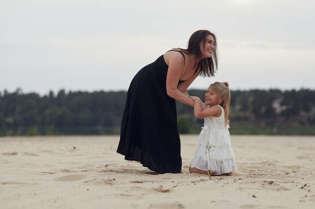 Mother with daughter walk