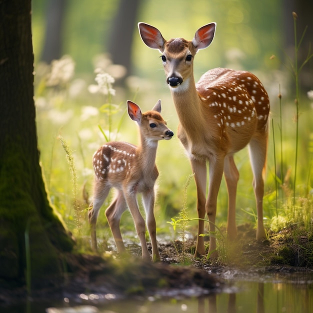 Mothers baby deer love images generative ai