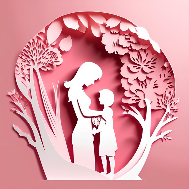 mothers day beautiful illustration of mom and son vector clipart