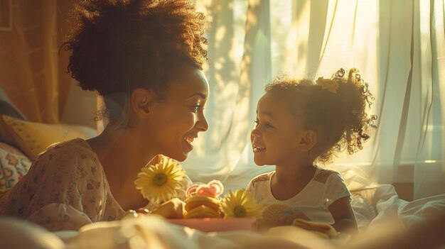 Photo mothers day breakfast in bed a tender morning