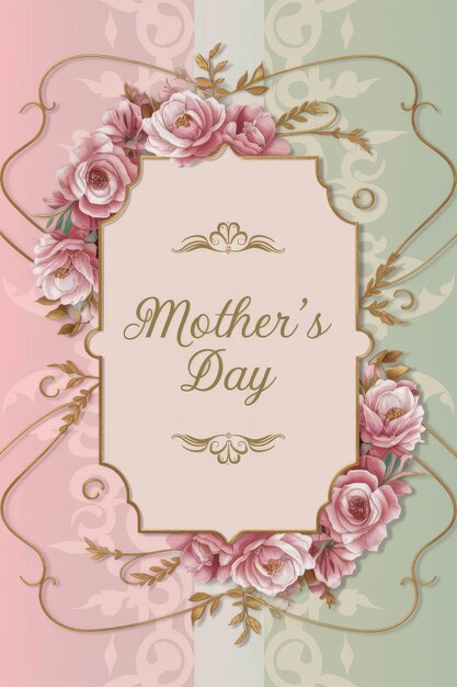 Photo mothers day card with pink roses