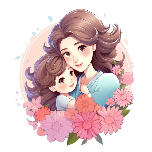 Mothers Day Clipart Mother and Baby Cute and Colorful