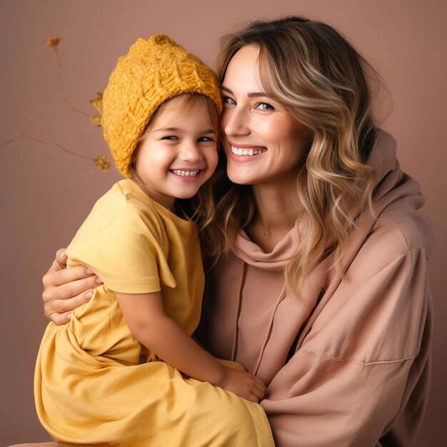 Photo mothers day concept of mother and daughter hugging each other background for social media post