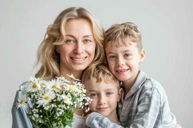 Foto il concetto di giornata delle madri con i bambini e la madre