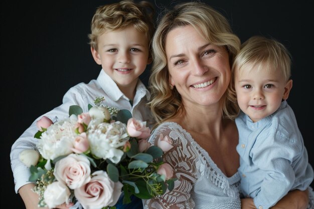 Foto il concetto di giornata delle madri con i bambini e la madre