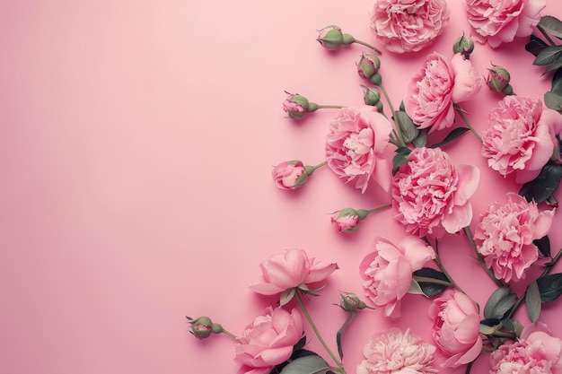 Фото Цветы на день матери на розовом фоне с пустым пространством