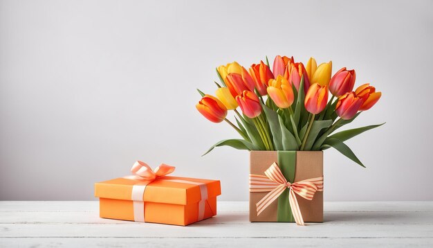 Mothers Day Greeting Card with Colorful Tulips