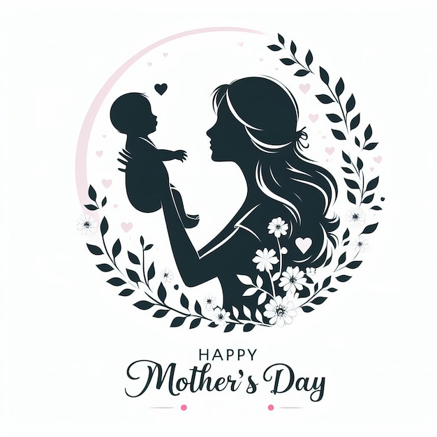 Mothers day illustration in paper poster with mother and child design Generative Ai