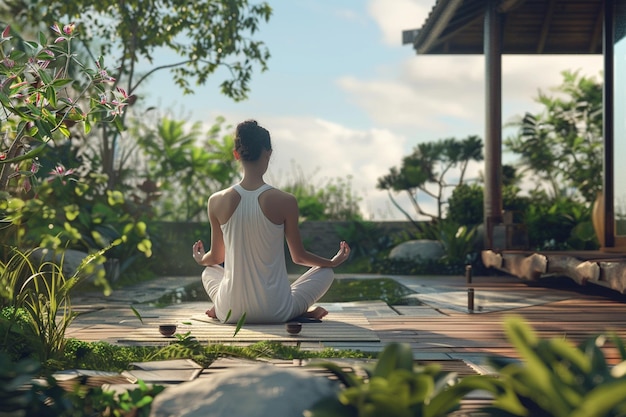 Foto sessione di yoga all'aperto per la giornata delle madri