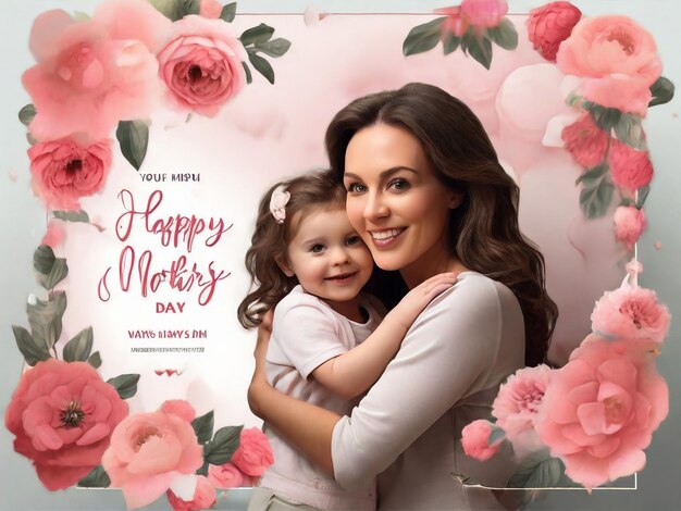 Mothers day poster or banner with sweet hearts