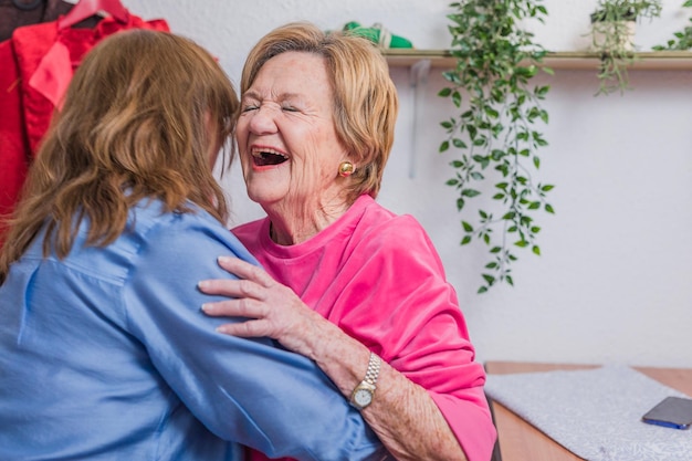 mothers day thankful grateful relationship Senior mother and mature daughter together Happy smile