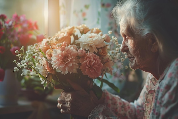 사진 어머니 의 날 방문 - 기억 의 꽃줄