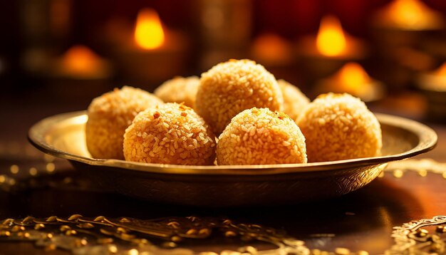 Motichur laddu food photography photo realistic