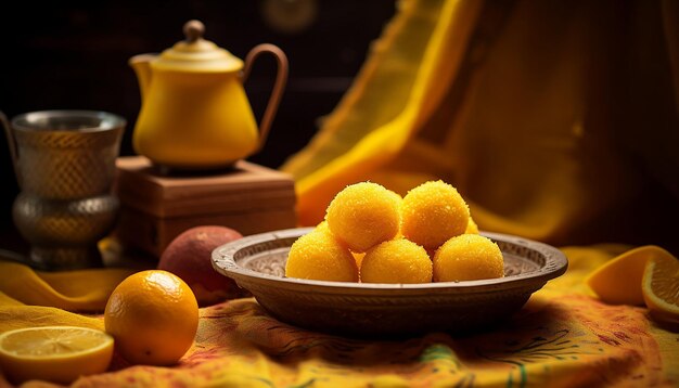 Motichur laddu food photography photo realistic