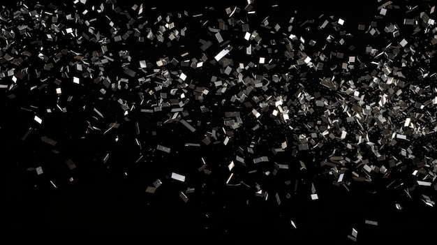 Motion black background silver confetti